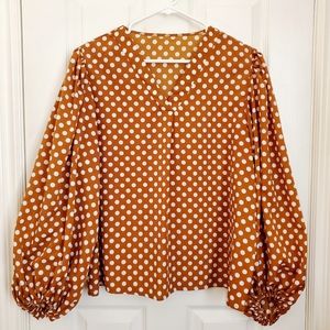 VICI Balloon Sleeve Polkadot Blouse